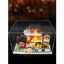 DIY 미니어처 하우스 미니어쳐 모형 하우스 만들기 수제 디아이하우스 차이나타운 대빌라 고건축 모형 짜기 미니어처 생일선물 성인, 05 하늘은 길고 땅은 길다.【도구를 보내다+인형+방진