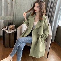 DFMEI 루즈핏 정장넥 조거여성 트렌치코트 캐주얼 빈티지코트 경숙풍코트