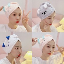 극세사 머리말리는수건 머릿수건 머리빨리말리는법 퀵건조수건 헤어드라이타올 머리수건, No.01백곰퀵드라이타올