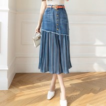 아리엘스타일 유니크한 캐주얼룩 필린체데님스커트