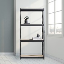 앵글선반 철제 창고 다용도실선반 4단 300 x 300 x 1500, 블랙, 9mm 양면코팅 보드