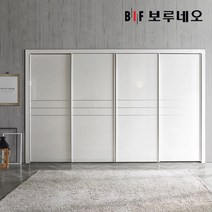보루네오 360cm 라인 슬라이딩 붙박이장 12자, 아이보리360cm