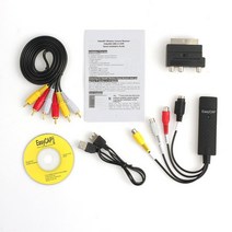 비디오테이프 변환 비디오 테이프 USB 플레이어 동영상 파일 2.0 vhs to dvd 기 아날로그 를 디지털 형식으로 오디오 dvd vhs 기록 캡처 카드 품질 pc 어댑터, One Color, One Size, Package B