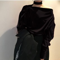벨벳 칼라 리본 셔츠