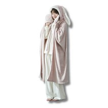 데이그린 고급 극세사 후드 입는 망토 토끼 담요