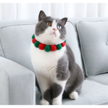 강아지 고양이 케이프 목걸이 악세사리, 1개, 크리스마스 폼폼 목걸이(M)
