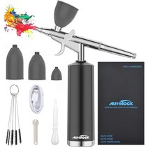 Autolock 32PSI 에어브러쉬 키트 충전식 휴대용 무선 에어브러쉬 휴대용 핸드 에어브러쉬 세트, 블랙2