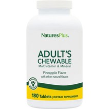 멀티비타민 NaturesPlus 성인용 츄어블 종합비타민 - 180 채식 정제 파인애플 맛 전반적인 건강 에너지를 위한 천연 전체 식품 보충제 글루텐 프리 180회 제공량