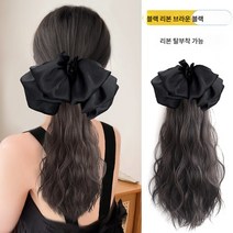 포니테일 가발 리본 집게형 하이포니테일녀 내추럴 볼륨매직 모조 포니테일 가발 땋기, 색깔15, 하나, 1개