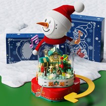 블럭팜 레고호환 크리스마스 트리 산타 눈사람 오르골 셈보블럭 장난감 선물, 01.눈사람오르골
