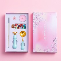 실링왁스인장 실링 스탬프 파이어 페인트 인장 세트 싸구려 용광로 도구 포함 화성 봉투 봉인 플레이트 난로 앙장 고궁 왁스 알갱이 24 믹스 손잡이 캔들 선물 상자 새 핸드 도장, 03 시미즈 블루-6세트