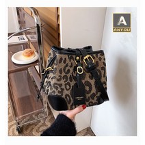 ANYOU 여성 레오파드 미니 버킷백