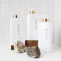홈스토킹 세로글 한글라벨 사각 욕실 디스펜서 샴푸통 핸드워시 주방세제 소분용기 펌프공병 욕실용품, 1개, 투명 골드 /핸드워시