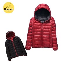 Banana Store UNIQLO STYLE 여성 양면 울트라 라이트 숏 후드 다운 자켓 M-4XL