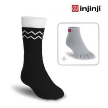 INJINJI 인진지 양말 뉴 에코울 퍼포먼스 발가락 양말 등산 양말 스포츠 양말, L (275~300mm), 블랙
