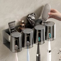트이더스 화장실벽에 딱붙어있는 다용도 치솔걸이, 블랙x4구