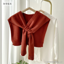 니트 숄 여 위에 백합 원색 스카프 4C663, 90cm, 벽돌색