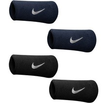 나이키 스우시 와이드 손목밴드 4P, 블랙 네이비