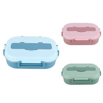 L 도시락 상자 개의 구획 숟가락 젓가락 &amp 수프 사발 Bento 상자를 가진 열 절연 된 음식 점심 콘테이너, 파란