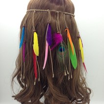 1+1 보헤미안 인디언 깃털 머리띠 히피 에스닉 집시 헤어밴드 c