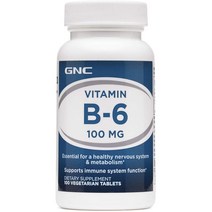 GNC 비타민 B6 100mg 베지테리안 타블렛, 100개입, 1개