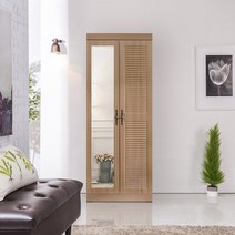 솜씨방 키높이 루바갤러리 800 거울 수납옷장, 오크