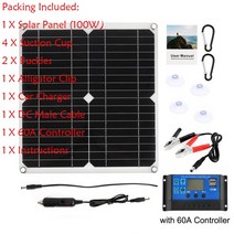 태양광 패널 전지판 접이식 휴대용 캠핑 태양열 충전DC18V 200W 태양 전지 패널 키트 60A 컨트롤러 USB 5V, 03 100W 60A kit