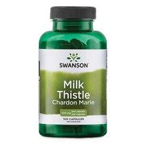 Swanson Milk Thistle-허브 간 지원 보충제-전반적인 건강 및 웰빙을 유지하는 데 도움이 되는 천연 포뮬러-100캡슐 각 500mg 207452, 1