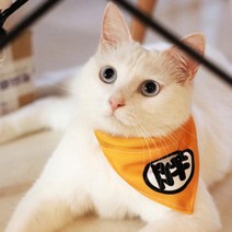 강아지 고양이 삼각스카프 일본어 디자인 튼튼한재질, 노랑, S