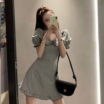 제이블리 프린세스 라인 퍼프 소매 프릴 원피스