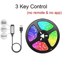 led 스트립 간접 조명 줄조명 d스트립 빛 USB 블루투스 RGB 5050 테이프 유연한 리본 TV 백라이트 PC 배경, 04 3m, 03 3 Key Control
