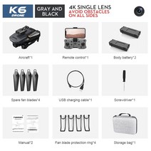 드론 고급드론 브랜드드론 직업 K6 미니 무인 4K 듀얼 Wifi FPV 360 학위 적외선 장애물 회피 Rc 접이식 Qu, 07 4K Single BK 2B Bag