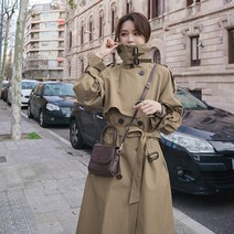 롱 트렌치 코트 더블 브레스트 슬림 트렌치 코트 여성 아웃웨어 윈드브레이커 캐주얼 스트리트 올 매치 여성 의류 XXL