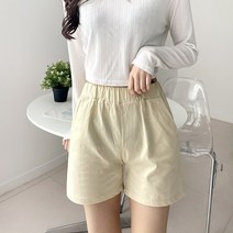 쏘옷 여성용 리니 린넨 스판 밴딩 3부 반바지