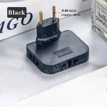EU 플러그 180 도 회전식 소켓 컨버터 3 in 1 미국 확장 플러그 멀티 플러그 미니 슬림 무선 콘센트 어댑터 소켓, 유럽 연합, 블랙 플러그