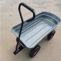 농업용 수레 농사용 운반차 대차 카트 리어카 구르마 4 륜 플라스틱 덤프 트럭 트랙터 트레일러 캠핑 스톨 트롤리 플랫 접이식 풀 푸시 운송, O.팽창식 바퀴가 달린 소형 업그레이드 회색 덤프 트럭