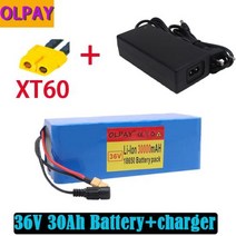 전동휠 밧데리 전기자전거 배터리 2023 36V 10s4p 30Ah 1000W 대용량 18650 리튬 팩 BMS XT60 플러그 충전기와 전기 자전거 스쿠터