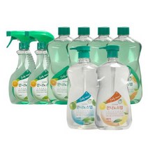 은나노스텝 시즌3 다용도 세정제 4종 세트 더블구성 (550ml 2개 + 1100ml 리필 4개 + 1100ml 주방 2개), 사과향 주방 2개(펌2)