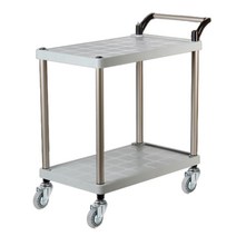 플라스틱 서빙 병원 카트 무소음 우레탄바퀴 2단 선반 특대, 2단 회색 무소음 특대