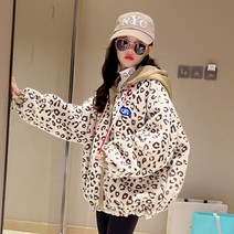 슈슈아리 텐텐 레오파드 양면 점퍼 주니어 아동복 여아옷 초등학생 겨울점퍼 후드점퍼