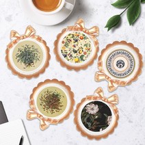 ETC 리본 컵받침 5P 세트, 02 리본컵받침 5P-목련