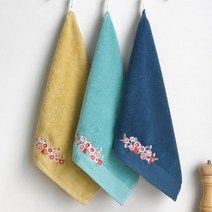 주방손타월 꽃자수 부드러운 순면행주 2개 주방수건 잔치답례품 돌답례품 신혼집선물 키친타올 주방행주, 꽃자수 면행주 민트