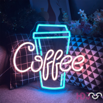 LED 네온 싸인 네일샵 뷰티샵 커피 네온등 조명 실내 사인 개업선물 카페, Coffee, 40x37cm USB전원