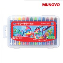 문교 신개념 수채 크레파스/레일 수채 파스 12색/미술, 12색