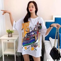 블링블링 스팽글 티셔츠 2020 핫픽스 캐릭터 프린트 반팔 티