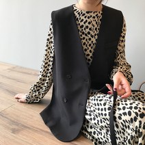 아이엠몽 여성 랩 스타일 더블 조끼 정장 베스트 브이넥 출근룩 포멀룩 란티