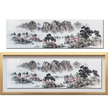 (진품) 국내 유명 화백 국전작가 직접 그린 진품 산수화그림 풍수 생기 부자되는 동양화 그림 물 풍경 부자되는 액자 해송 백성연 작가 연화랑