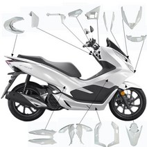수정 된 오토바이 액세서리 단일 페어링 카울링 abs 구성 요소 honda pcx125 pcx150 2018-2020 용 머리 꼬리의 중간 부분, 화이트 12pcs