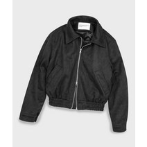 PLACE STUDIO 비건 투웨이 블루종 스웨이드 밴딩 점퍼 자켓 블랙 Vegan Two-way Blouson Suede Banding Jumper Jacket BLACK YE