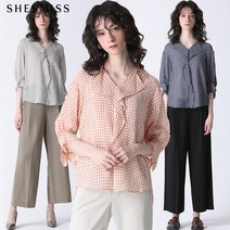 [쉬즈미스(SHESMISS)] 체크 드레이프 러플 블라우스 (택가격 148000원)